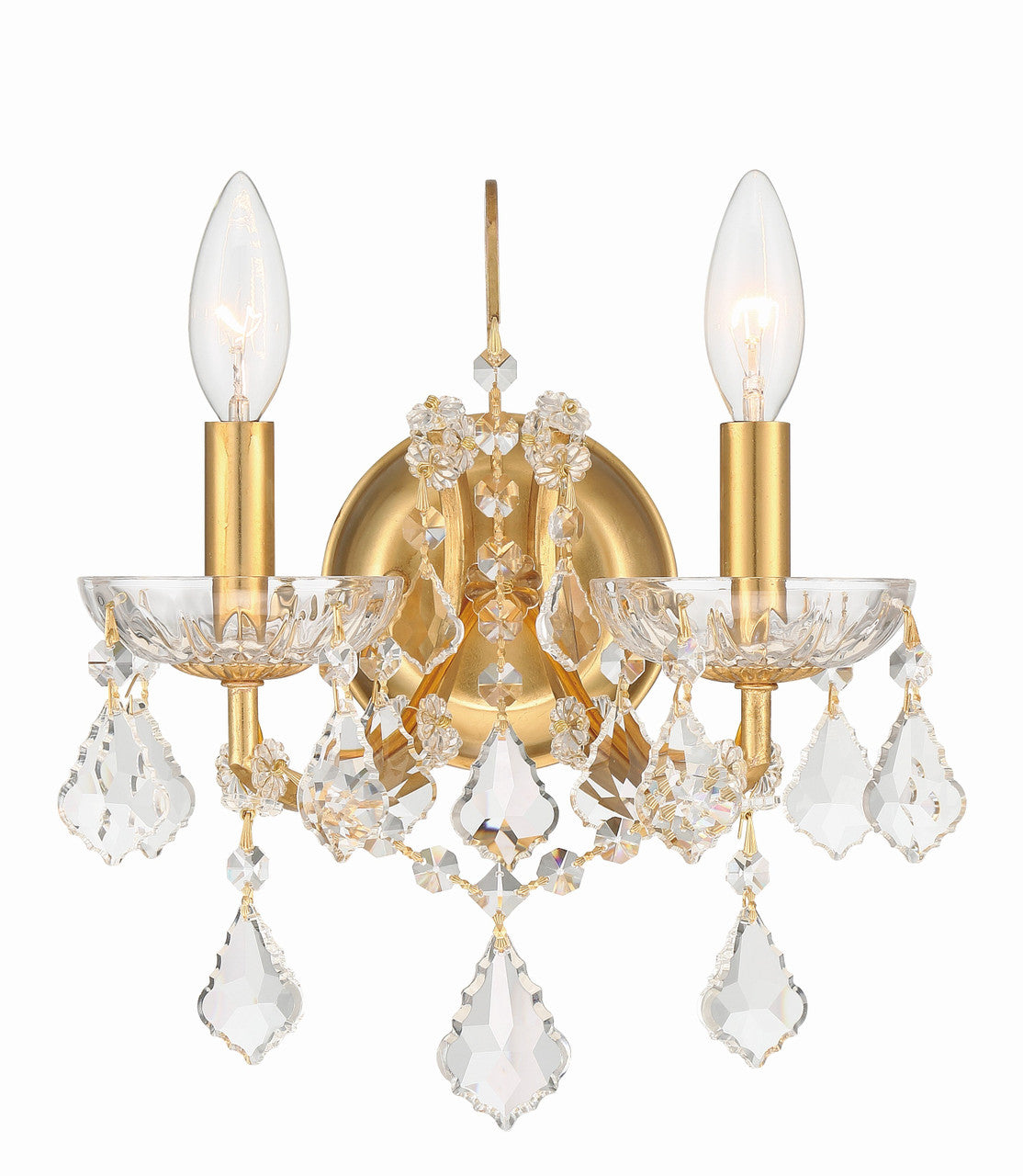 Crystorama Filmore 2 Light Swarovski Strass Crystal Antique Gold Wall Mount 4452-GA-CL-S