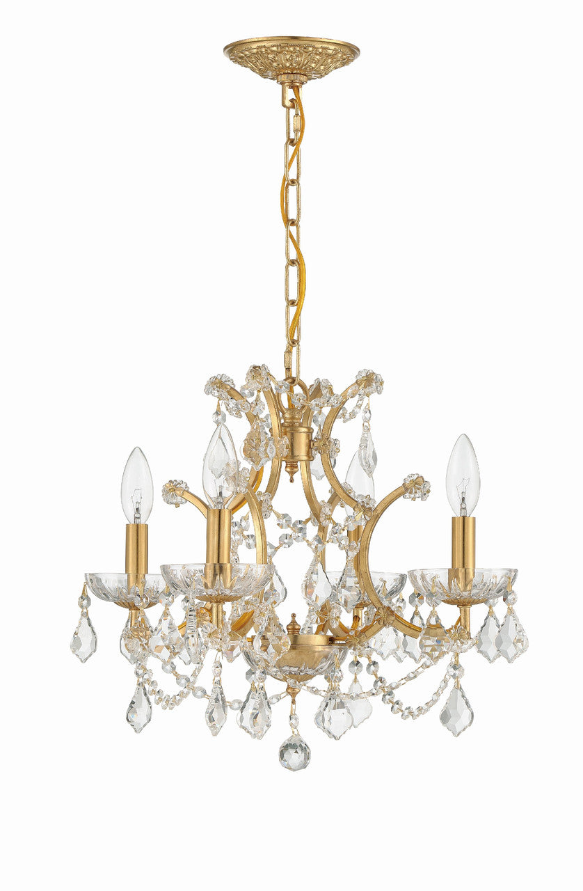 Crystorama Filmore 4 Light Hand Cut Crystal Antique Gold Mini Chandelier 4454-GA-CL-MWP