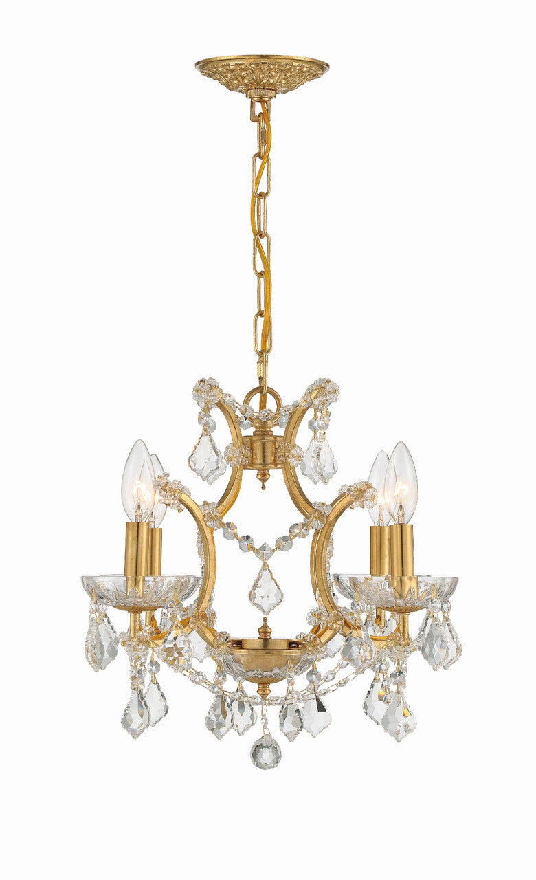 Crystorama Filmore 4 Light Hand Cut Crystal Antique Gold Mini Chandelier 4454-GA-CL-MWP