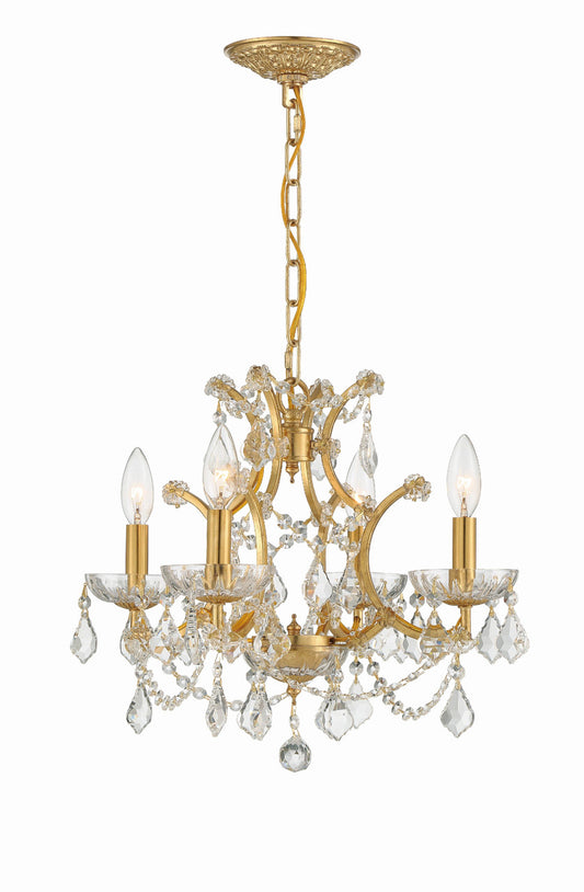 Crystorama Filmore 4 Light Hand Cut Crystal Antique Gold Mini Chandelier 4454-GA-CL-MWP