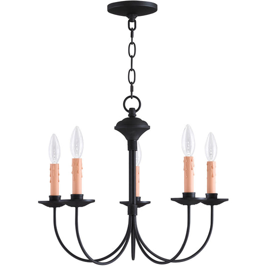 Livex Lighting Heritage Collection 5 Light Black Chandelier in Black 4455-04