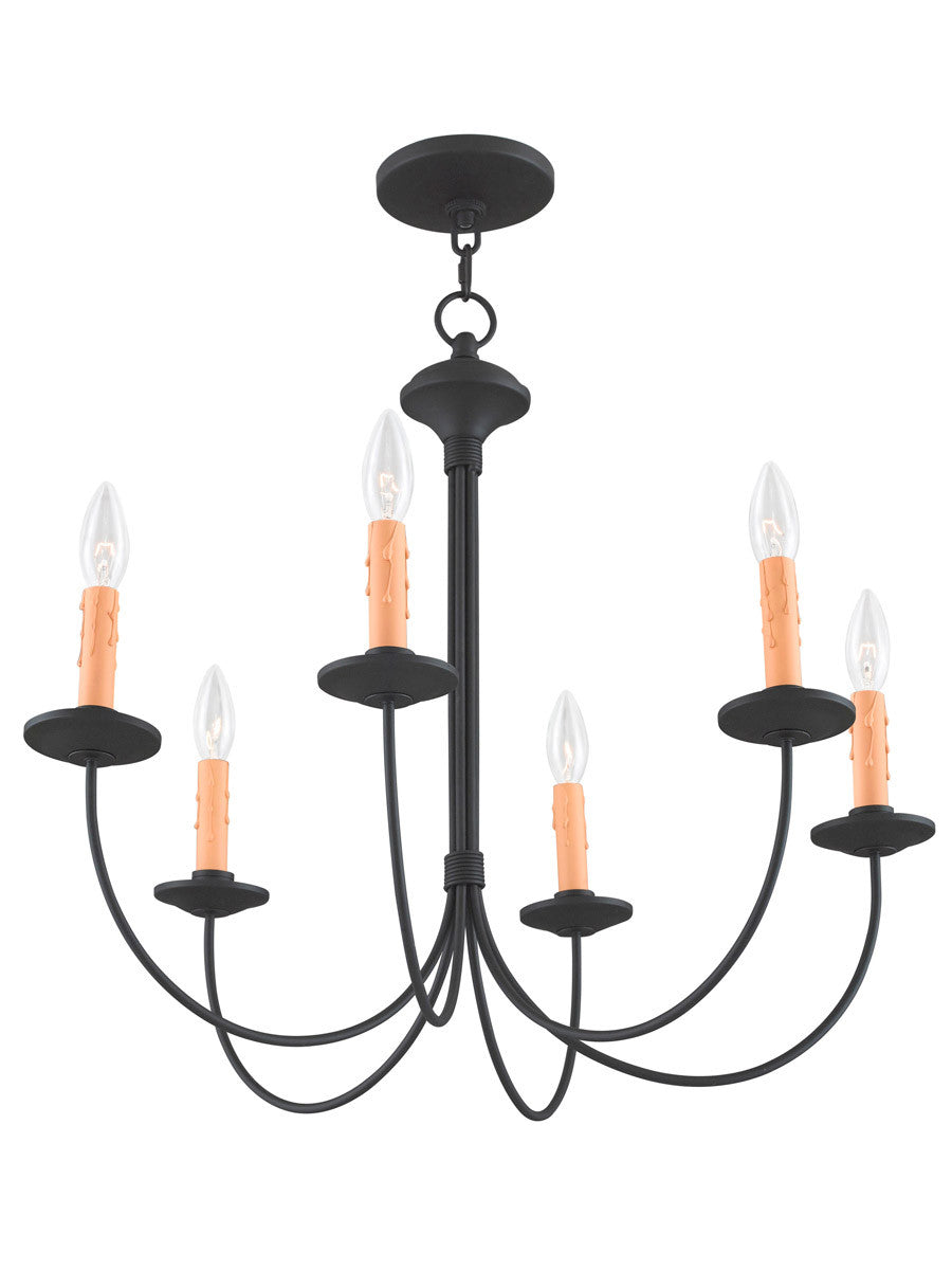 Livex Lighting Heritage Collection 6 Light Black Chandelier in Black 4456-04