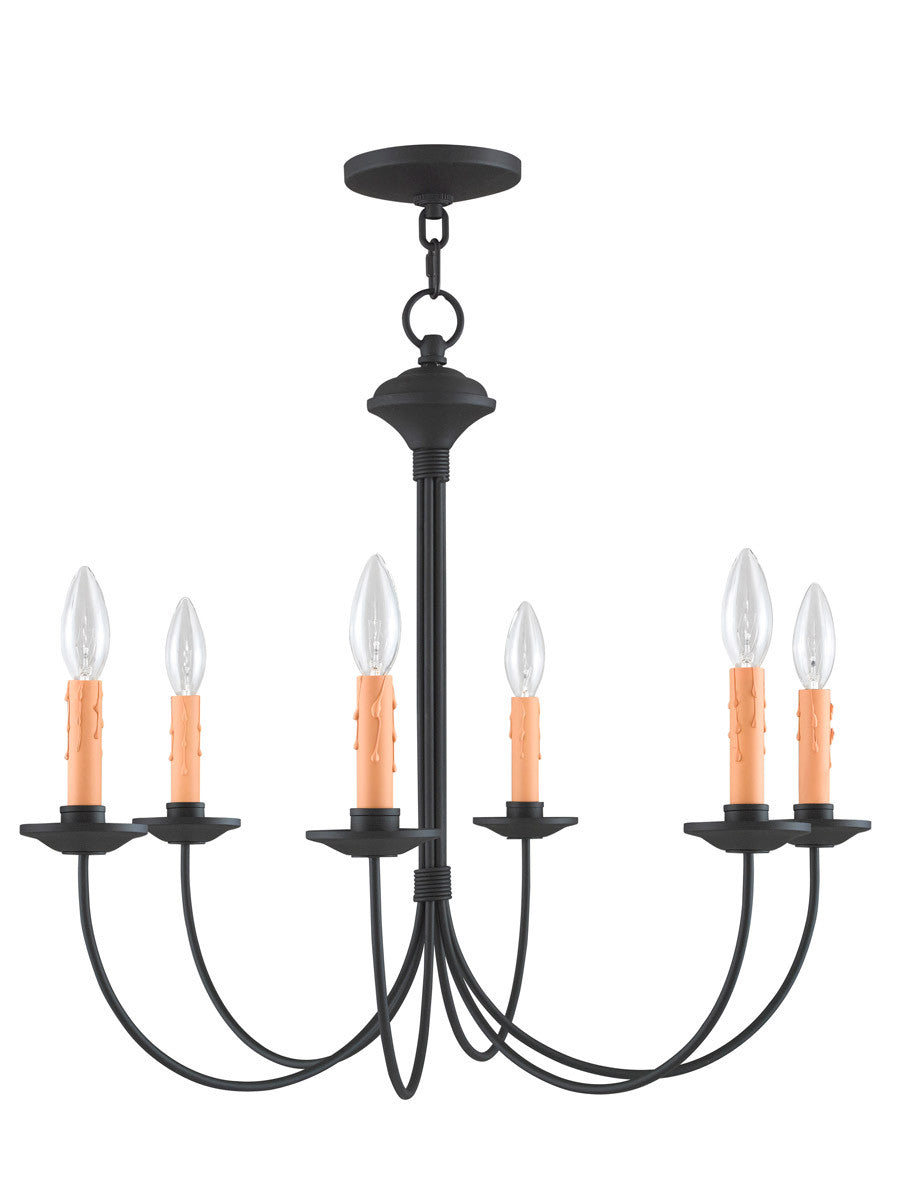 Livex Lighting Heritage Collection 6 Light Black Chandelier in Black 4456-04