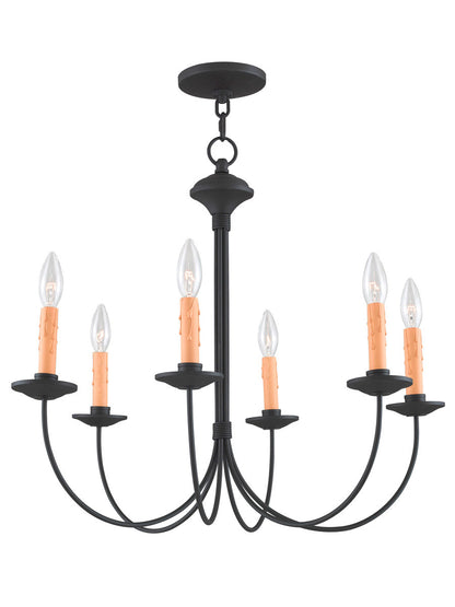 Livex Lighting Heritage Collection 6 Light Black Chandelier in Black 4456-04