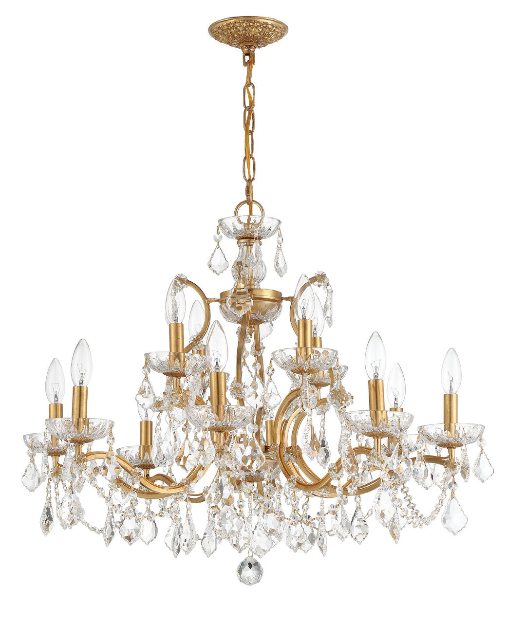 Crystorama Filmore 12 Light Spectra Crystal Antique Gold Chandelier 4456-GA-CL-SAQ