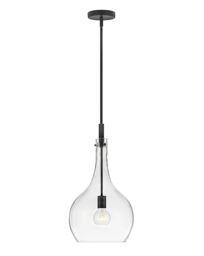 Hinkley Lighting Ziggy Medium Pendant Black with Clear glass Clear Seedy Glass 4457BK-CL