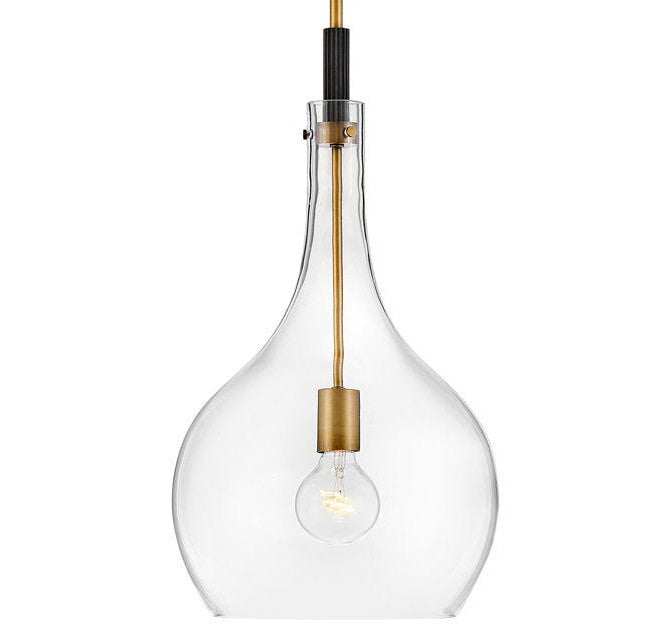 Hinkley Lighting Ziggy Medium Pendant Heritage Brass with Clear glass Clear Seedy Glass 4457HB-CL