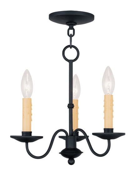 Livex Lighting Heritage Collection 3 Light Black Mini Chandelier in Black 4463-04