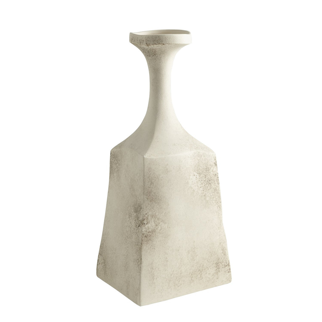 Global Views Studio A Home Rhombus Vase-Matte Cream Marble-Large 7.10404