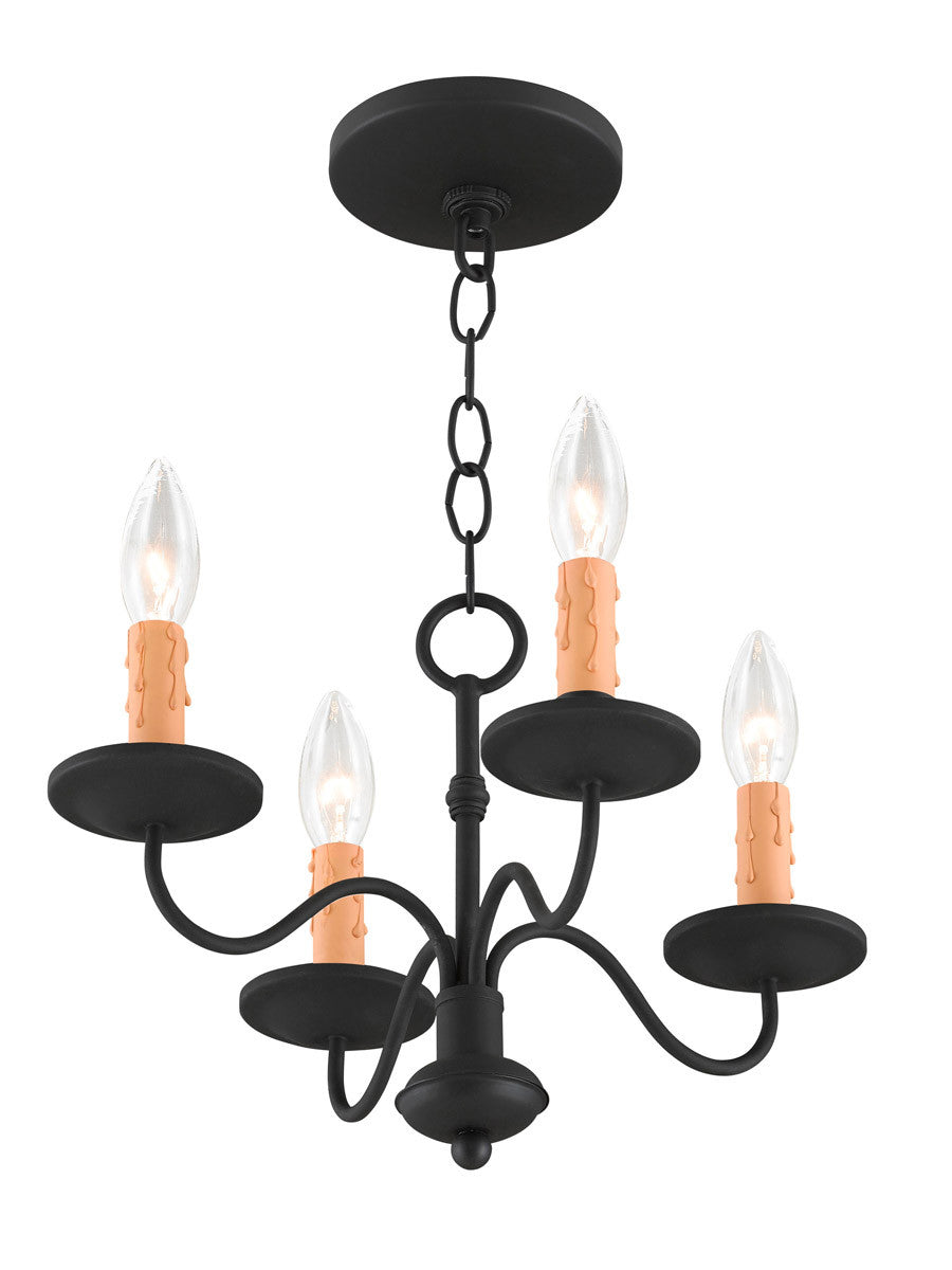 Livex Lighting Heritage Collection 4 Light Black Mini Chandelier in Black 4464-04