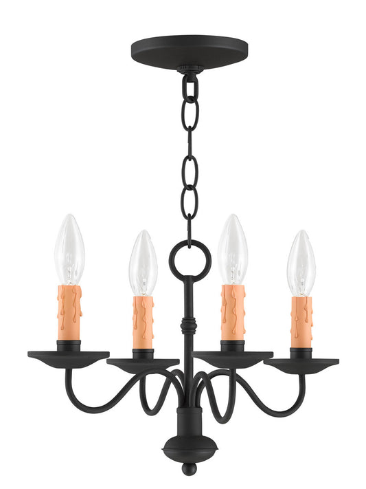 Livex Lighting Heritage Collection 4 Light Black Mini Chandelier in Black 4464-04