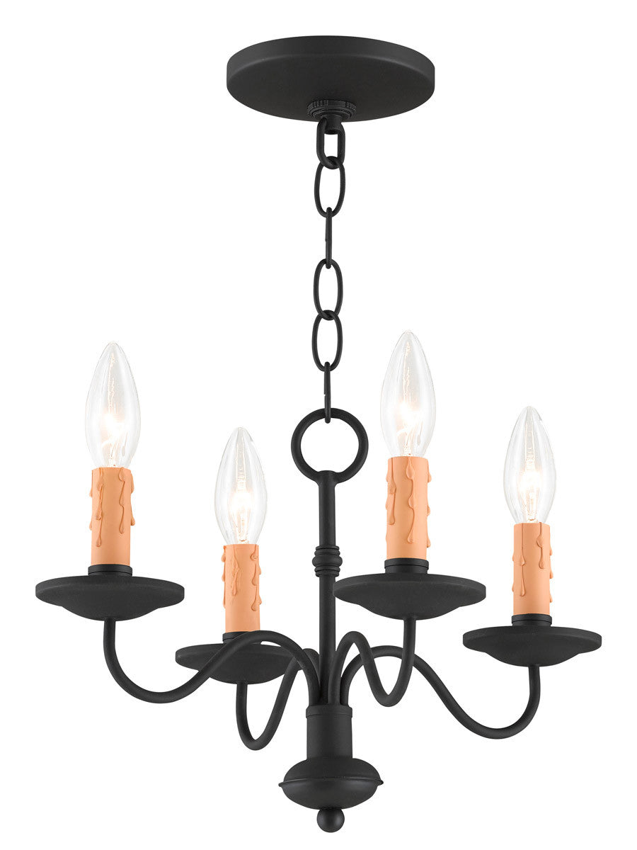 Livex Lighting Heritage Collection 4 Light Black Mini Chandelier in Black 4464-04