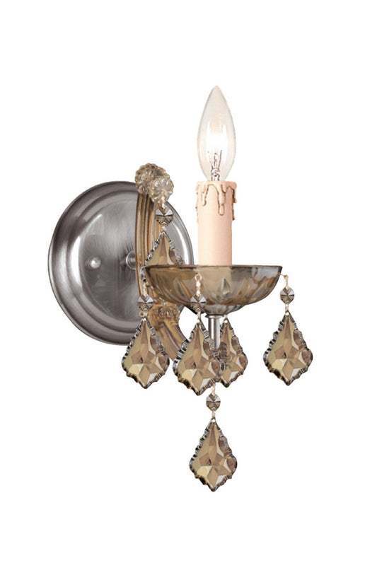 Crystorama Maria Theresa 1 Light Golden Teak Hand Cut Crystal Antique Brass Wall Mount 4471-AB-GT-MWP