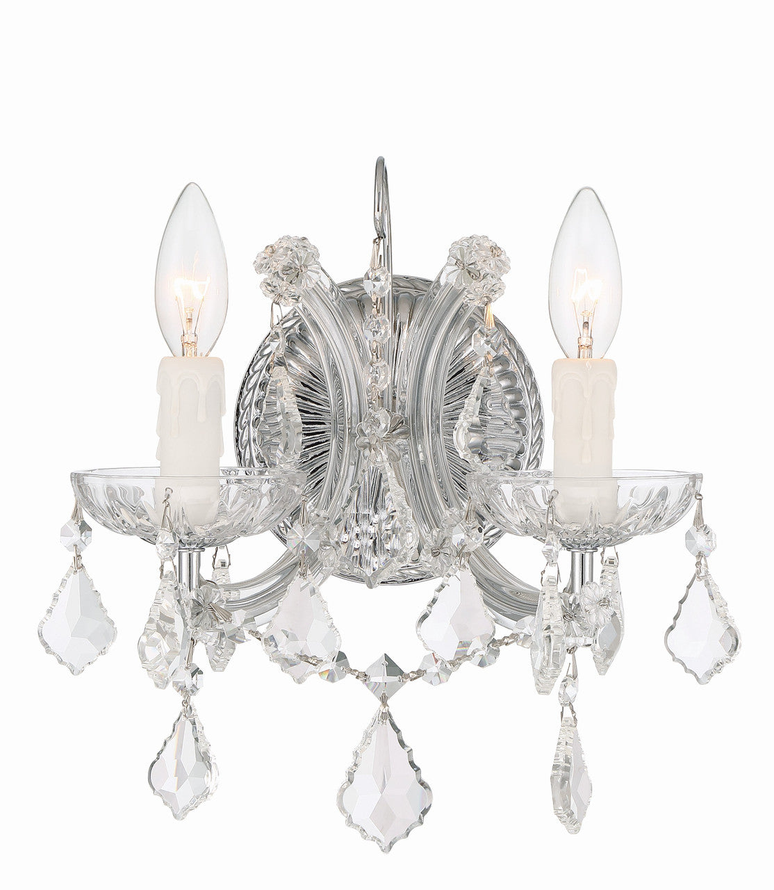 Crystorama Maria Theresa 2 Light Clear Italian Crystal Polished Chrome Wall Mount 4472-CH-CL-I