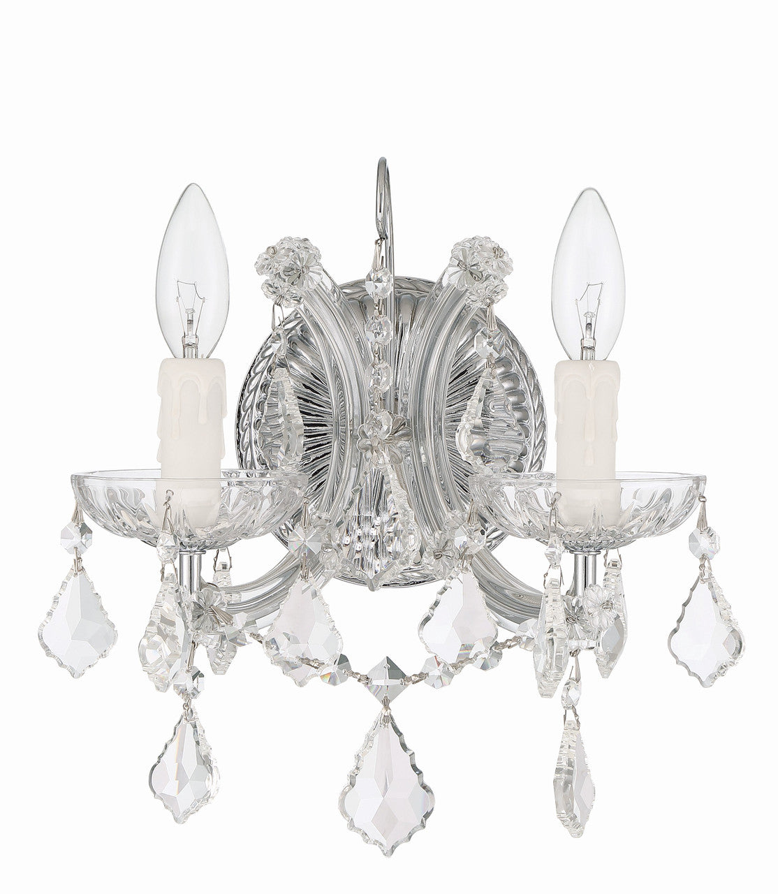 Crystorama Maria Theresa 2 Light Hand Cut Crystal Polished Chrome Wall Mount 4472-CH-CL-MWP