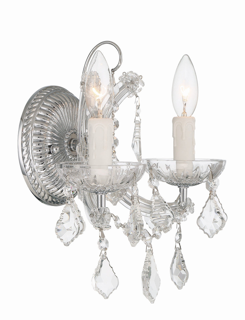 Crystorama Maria Theresa 2 Light Hand Cut Crystal Polished Chrome Wall Mount 4472-CH-CL-MWP