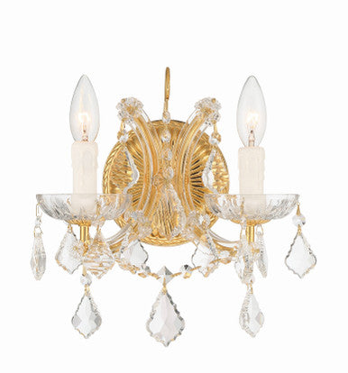 Crystorama Maria Theresa 2 Light Clear Italian Crystal Gold Wall Mount 4472-GD-CL-I