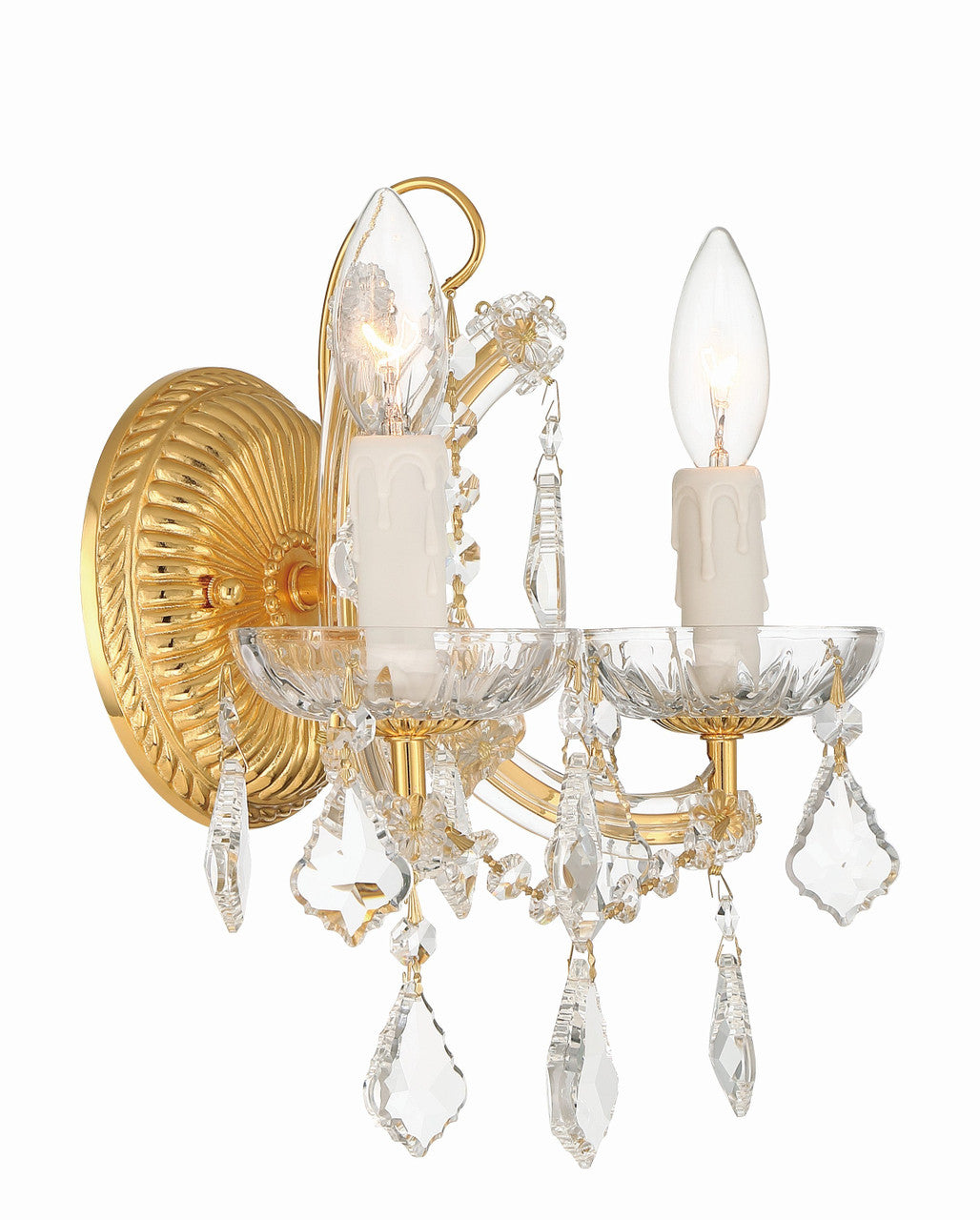 Crystorama Maria Theresa 2 Light Hand Cut Crystal Gold Wall Mount 4472-GD-CL-MWP