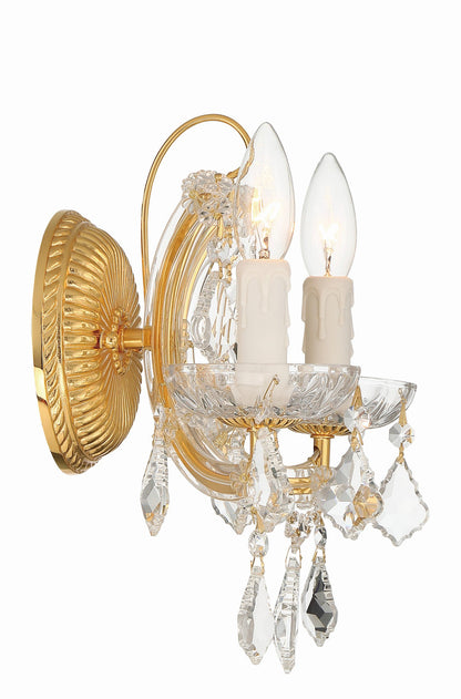 Crystorama Maria Theresa 2 Light Hand Cut Crystal Gold Wall Mount 4472-GD-CL-MWP