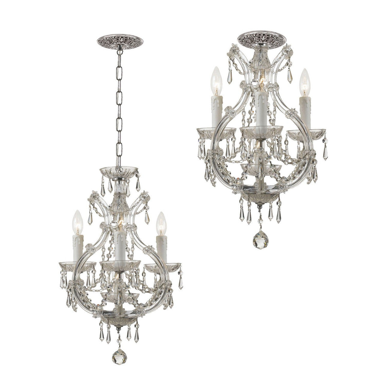 Crystorama Maria Theresa 4 Light Hand Cut Crystal Polished Chrome Mini Chandelier 4473-CH-CL-MWP