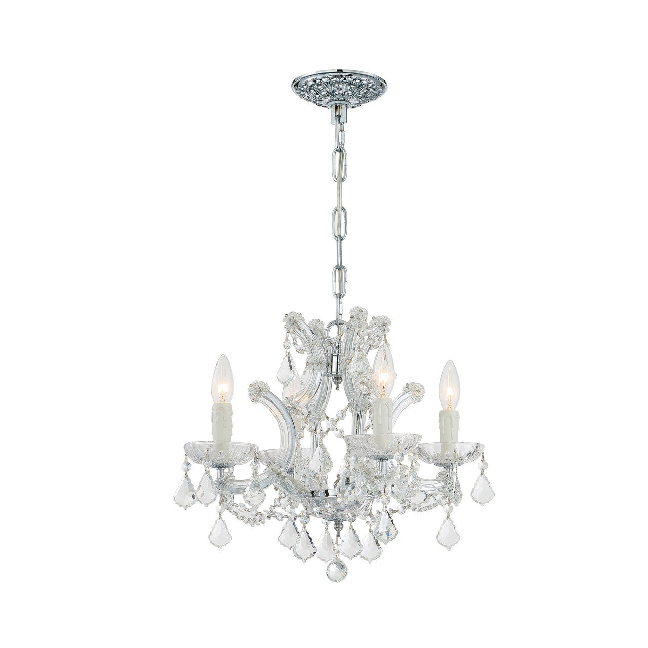 Crystorama Maria Theresa 4 Light Clear Italian Crystal Polished Chrome Mini Chandelier 4474-CH-CL-I