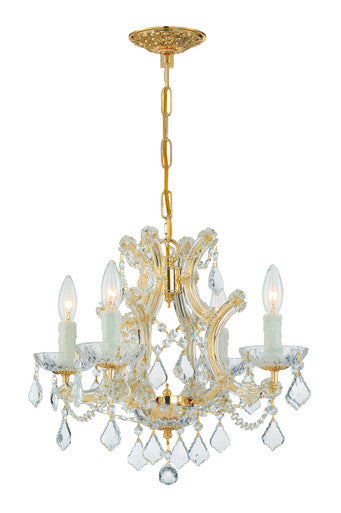 Crystorama Maria Theresa 4 Light Clear Italian Crystal Gold Mini Chandelier 4474-GD-CL-I