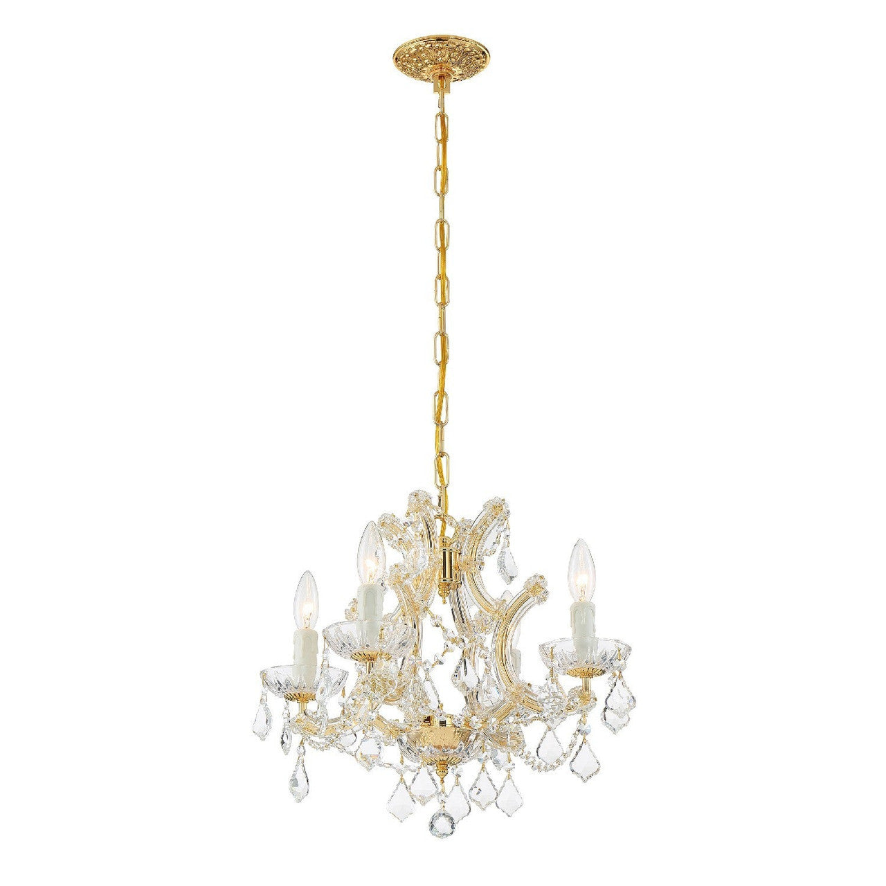 Crystorama Maria Theresa 4 Light Hand Cut Crystal Gold Mini Chandelier 4474-GD-CL-MWP