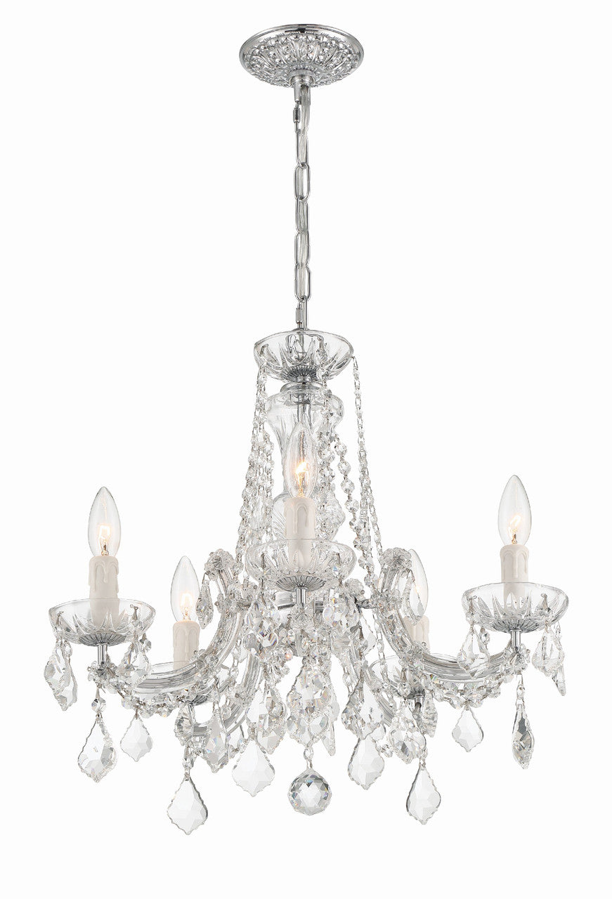 Crystorama Maria Theresa 5 Light Hand Cut Crystal Polished Chrome Mini Chandelier 4476-CH-CL-MWP