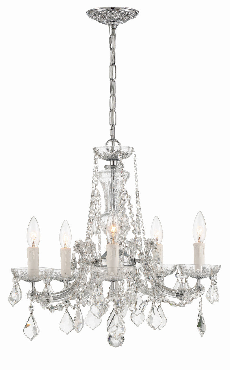 Crystorama Maria Theresa 5 Light Hand Cut Crystal Polished Chrome Mini Chandelier 4476-CH-CL-MWP