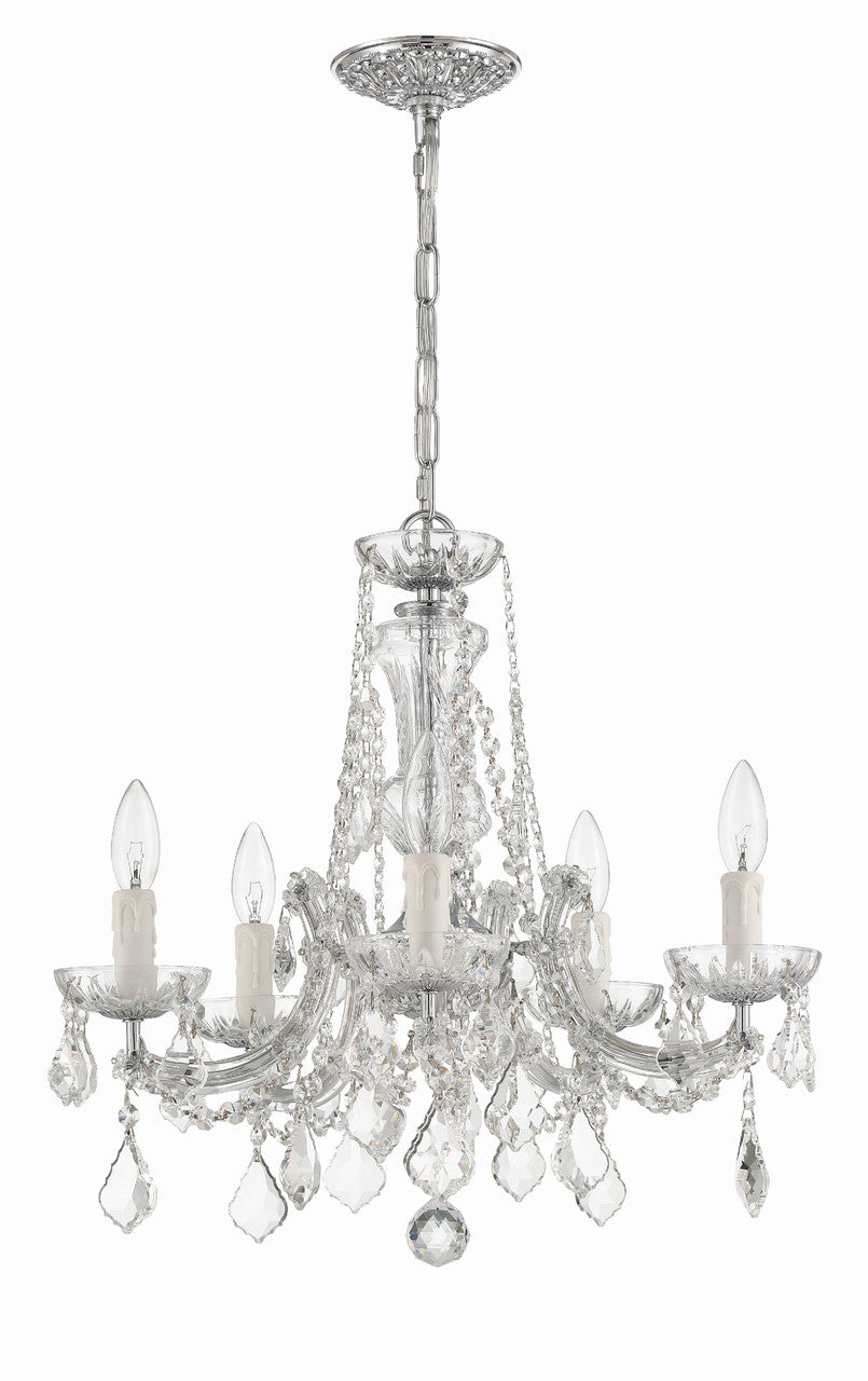 Crystorama Maria Theresa 5 Light Hand Cut Crystal Polished Chrome Mini Chandelier 4476-CH-CL-MWP