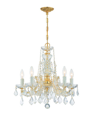 Crystorama Maria Theresa 5 Light Hand Cut Crystal Gold Mini Chandelier 4476-GD-CL-MWP