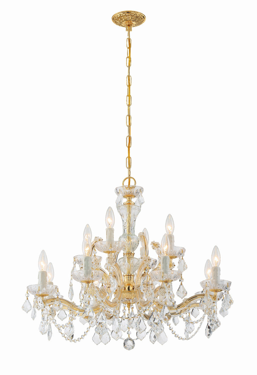 Crystorama Maria Theresa 12 Light Hand Cut Crystal Gold Chandelier 4479-GD-CL-MWP