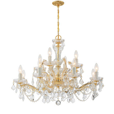 Crystorama Maria Theresa 12 Light Hand Cut Crystal Gold Chandelier 4479-GD-CL-MWP