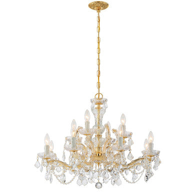 Crystorama Maria Theresa 12 Light Swarovski Strass Crystal Gold Chandelier 4479-GD-CL-S