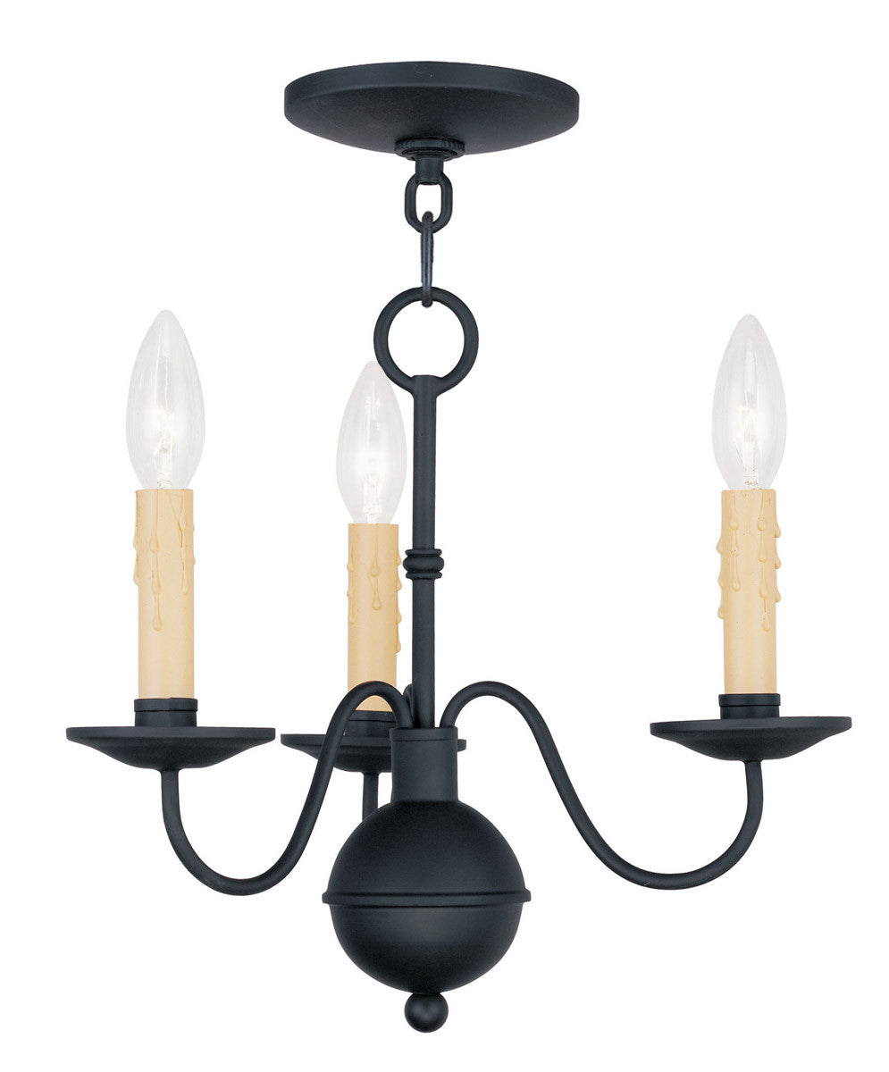 Livex Lighting Heritage Collection 3 Light Black Mini Chandelier in Black 4493-04