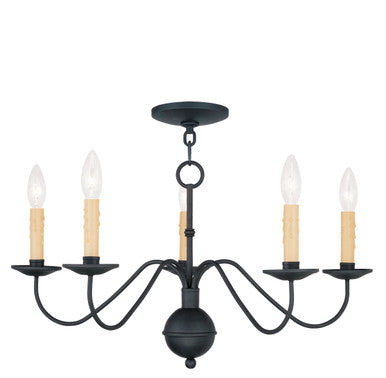 Livex Lighting Heritage Collection 5 Light Black Chandelier in Black 4495-04