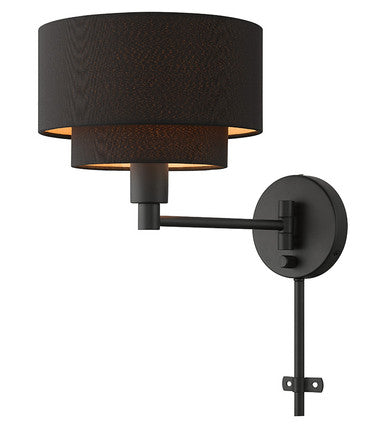 Livex Lighting Sentosa Collection 1 Light Black Swing Arm Wall Lamp 45080-04