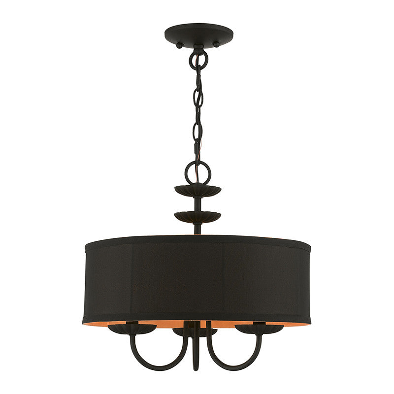 Livex Lighting Winchester Collection  3 Light Black Pendant Chandelier in Black 45123-04