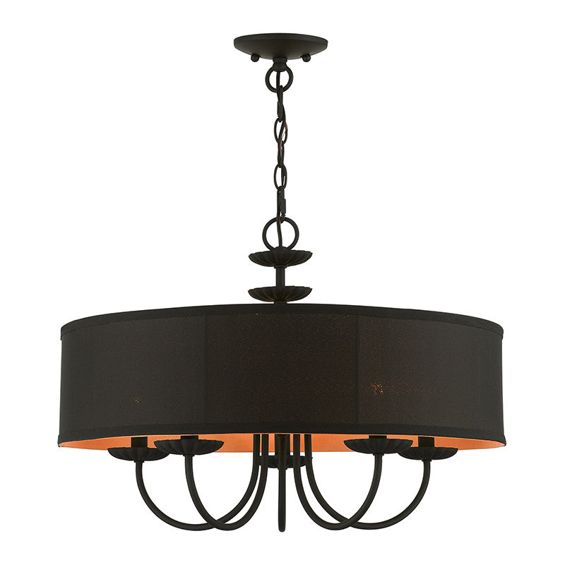 Livex Lighting Winchester Collection  5 Light Black Pendant Chandelier in Black 45125-04