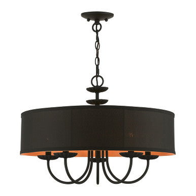 Livex Lighting Winchester Collection  5 Light Black Pendant Chandelier in Black 45125-04