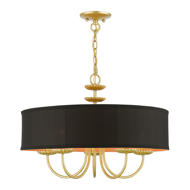 Livex Lighting Winchester Collection  5 Light Soft Gold Pendant Chandelier in Soft Gold 45125-33