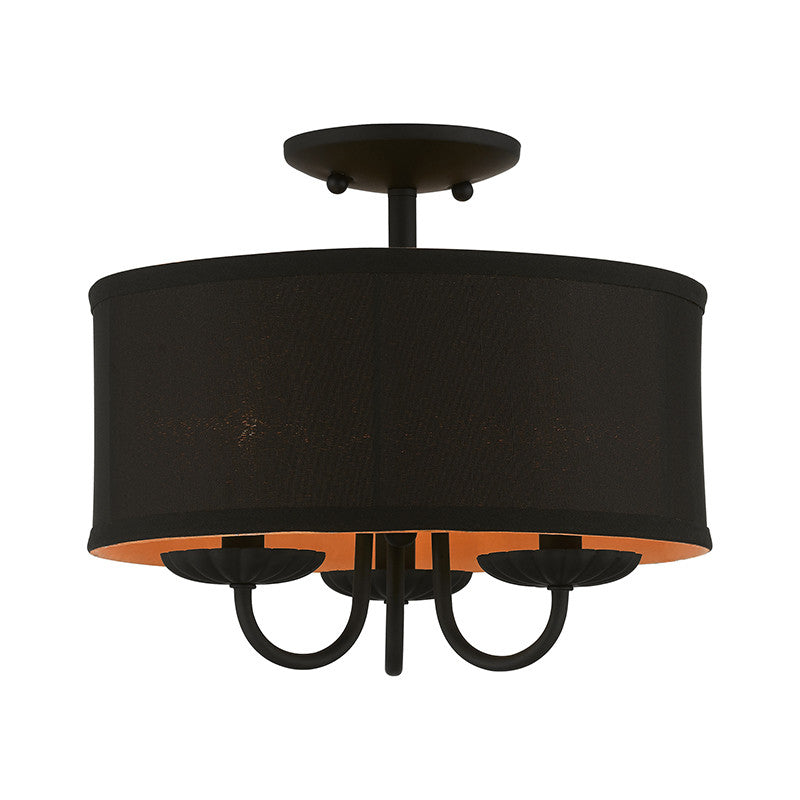 Livex Lighting Winchester Collection  3 Light Black Semi-Flush Mount in Black 45127-04