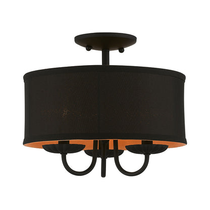 Livex Lighting Winchester Collection  3 Light Black Semi-Flush Mount in Black 45127-04