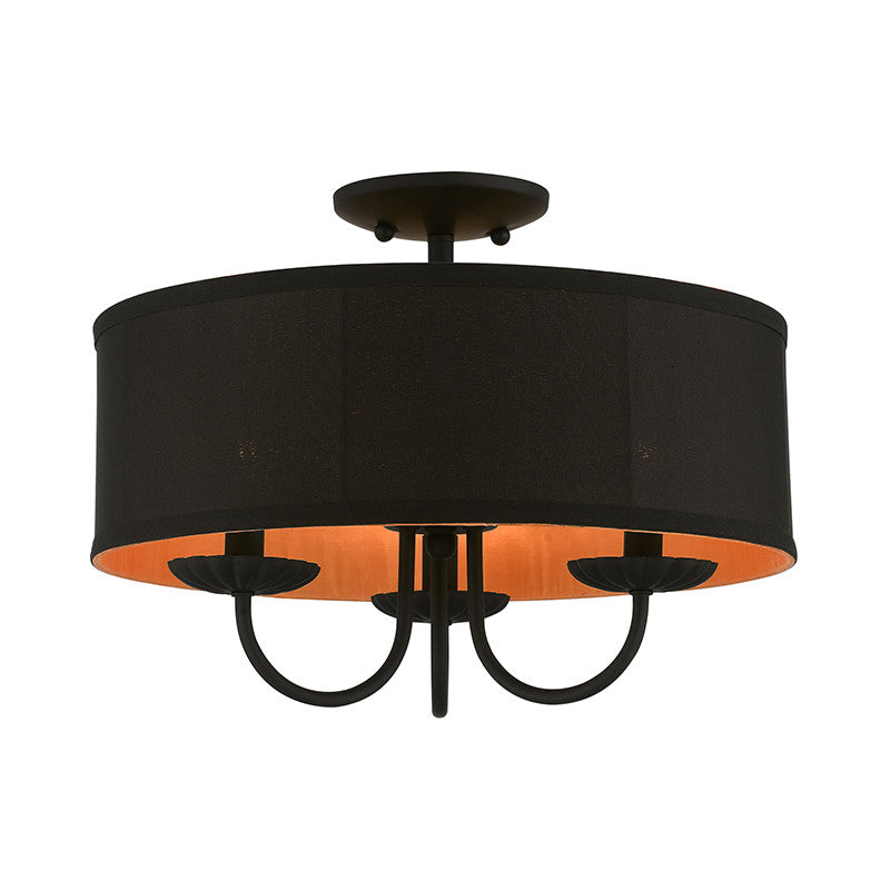 Livex Lighting Winchester Collection  3 Light Black Semi-Flush Mount in Black 45129-04