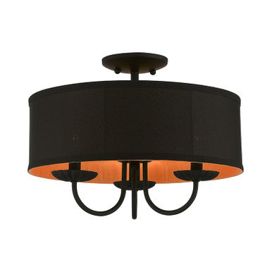 Livex Lighting Winchester Collection  3 Light Black Semi-Flush Mount in Black 45129-04