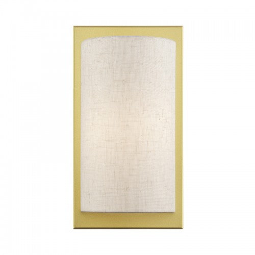 Livex Lighting Brenton 1 Light Soft Gold ADA Sconce with Hand Crafted Oatmeal Fabric Shade 45230-33