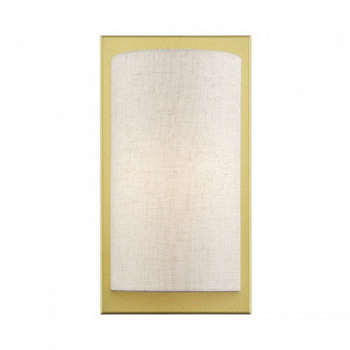 Livex Lighting Brenton 1 Light Soft Gold ADA Sconce with Hand Crafted Oatmeal Fabric Shade 45230-33