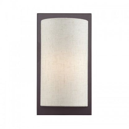 Livex Lighting Brenton 1 Light English Bronze ADA Sconce with Hand Crafted Oatmeal Fabric Shade 45230-92