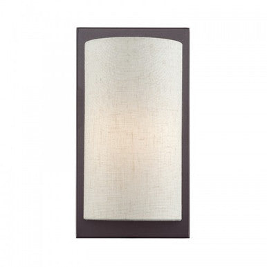 Livex Lighting Brenton 1 Light English Bronze ADA Sconce with Hand Crafted Oatmeal Fabric Shade 45230-92