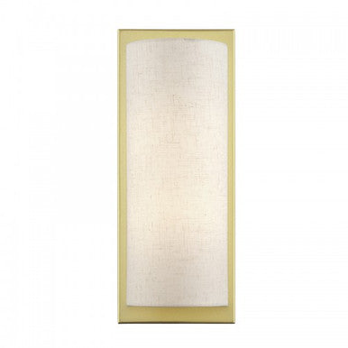 Livex Lighting Brenton 1 Light Soft Gold Large ADA Sconce with Hand Crafted Oatmeal Fabric Shade 45231-33